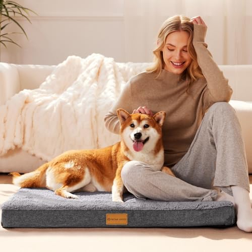 Patas Lague Orthopedic Large Dog Bed Washable Pet Sofa Mat 36''X24'' Grey - Image 2