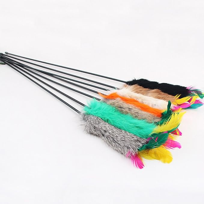 Colorful Feather Teaser and Exerciser For Cat and Kitten Cat Toy Wand Random Color