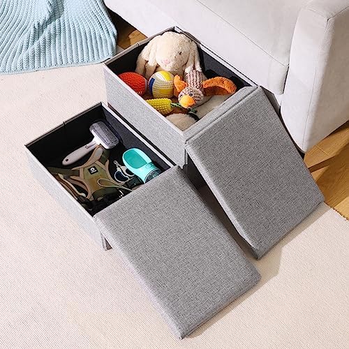 Linen Foldable Dog Stairs with Storage - Image 7