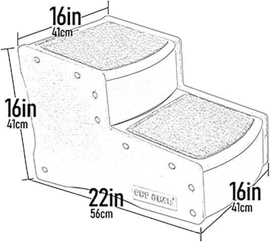 Pet Gear Easy Step II Pet Stairs, 2 Step for Cats/Dogs up to 150 Pounds, Portable, Removable Washable Carpet Tread, No Tools Required, Coffee Bean