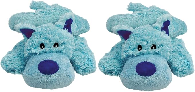 KONG Cozie Plush Dog Toys 2 Pack – Durable & Soft Squeaky Toys for Medium Dogs – Assorted Animal Characters (Baily The Blue Dog)