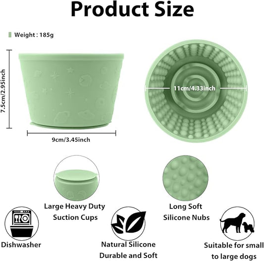 Dog Slow Feeder Lick Bowl - Non-Slip Licking Treat Dispenser for Small Medium Large Dogs, Promotes Anxiety Relief & Prevents Choking, Easy to Clean Feeding Bowl (Green, S)