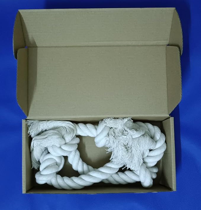 35" Dog Tug Toy β 5-Knot Durable Cotton Rope for Medium & Large Dogs (22β88 lbs), Washable Chew & Tug Toy for Interactive Play, Dental Cleaning, Indoor & Outdoor Use, White