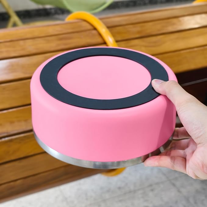 2 Pack Stainless Steel Dog Bowls, Outdoor Dog Water Bowl with Non Slip Rubber Bottom, Dishwasher Safe, Easy to Clean,40oz&64oz Pink