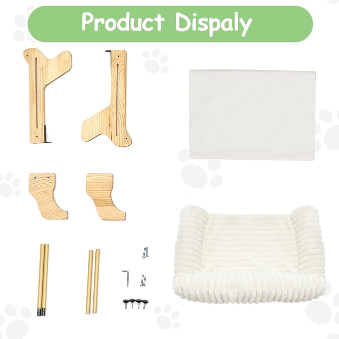 cat Window Perch for Indoor Cats Large Window Hammock with Washable Cover Suitable for All Seasons cat Window Bed for Adults Cats and Kittens(White)