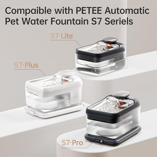 6-Pack Replacement Filters for PETSEE S7 Series Automatic Pet Water Fountain – Triple Filtration System, Removes Impurities & Hair, Easy to Use, Replace Every 4 Weeks