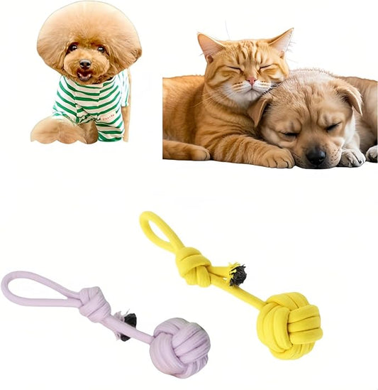 CandyColor Dog Cat Chew Rope Toy - 30cm Non-Toxic Dental Teething Toy for Puppies Kittens, Durable Rainbow Macaron Cotton Rope - Anti-Anxiety Interactive Play, Furniture Saver & Machine Washable