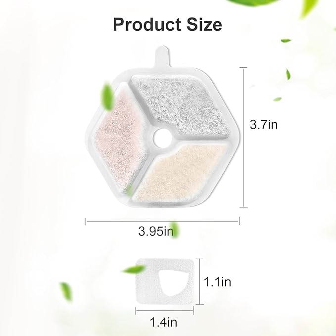 Pet Water Fountain Filters Replacement for 152oz/4.5L Wireless Cat and dog Water Fountain PTM-643, 9+9 Packs Packs Replacement Filters Sponges Sets