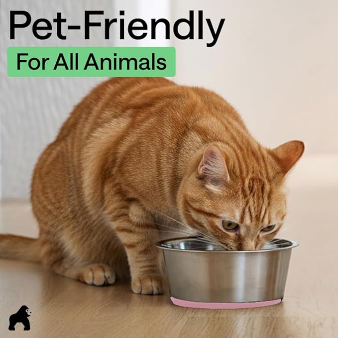 GORILLA GRIP Dog Bowls, Food Grade 304 Stainless Steel, Holds 4 Cups Each (32 fl oz) Food and Water Bowl for Feeding Dogs and Cats, Dishwasher Safe, Rust Resistant, BPA Free Rubber Base Set of 2 Pink