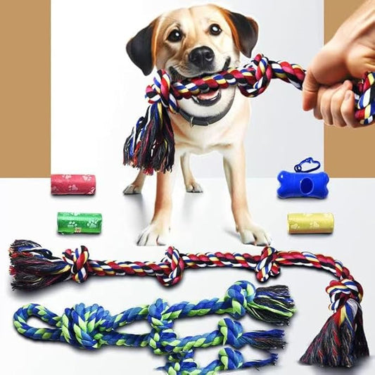 Dog Rope Toys for Small Dogs, Cotton Teething Chew Toys, Interactive Tug of War, 2 Pack (Picture Color)