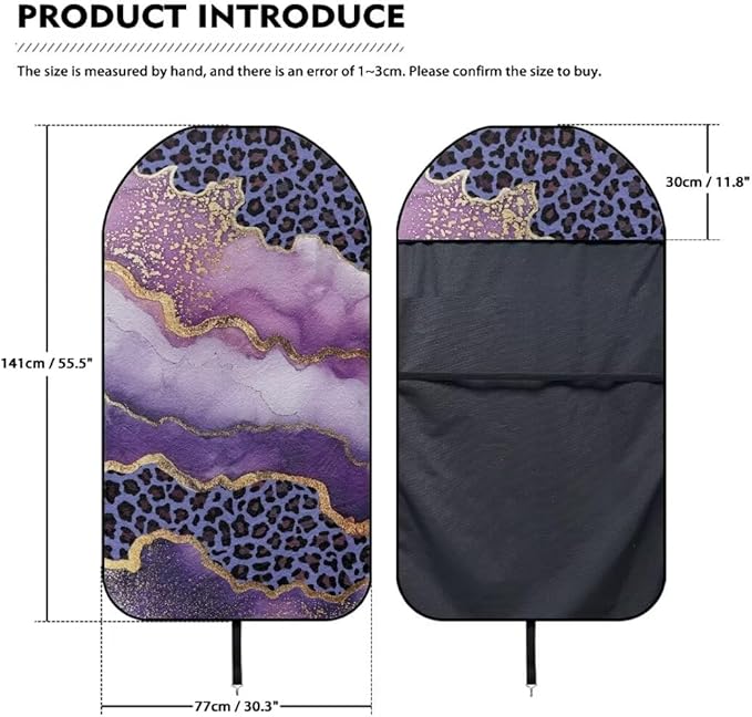 Coldinair Purple Leopard Waterproof Towel Car Seat Covers,Marble Print Beach Sweat Car Seat Protector Front Seats Only Universal Fit for Trucks