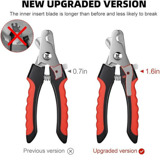 HAWATOUR Dog Nail Clippers, Classic Dog Nail Trimmers with Safety Guard to Avoid Over Cutting, Razor Sharp Blade with Nail File for Pets Large Dogs, Red