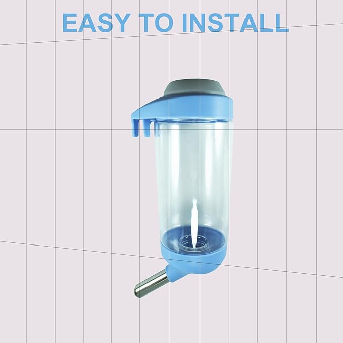 Dog Crate Water Bottle - 12 oz No Drip Kennel Pet Water Dispenser, Easy-to-Use Cage Water Bottle for Dogs, Cats, Small Animals, 350ML, Blue