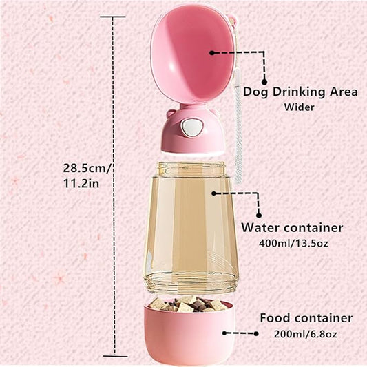 Outdoor Dog Water Bottle Dispenser Food Container- Leak Proof for Portable Dogs Water Dispenser, Outdoor Drink Bottles for Dog, Cat, Puppy, Pet, Essential Items for Dog Travel, Walking, Hiking