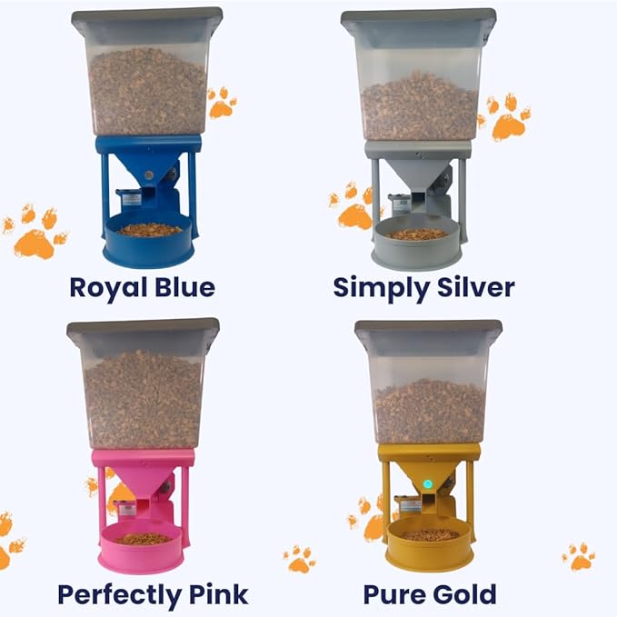 Precision XL Automatic Large Dog Feeder, 30 lb Storage Capacity, Program up to 4 Meals/Day with Smartphone, JAM-Free (Pure Gold)