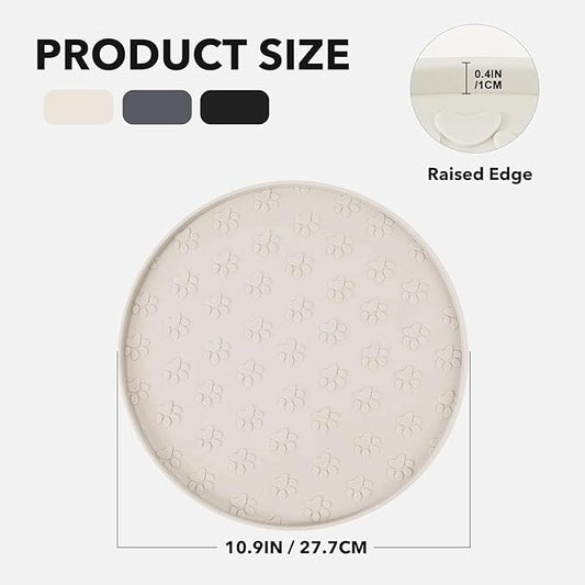 Pet Feeding Mat, Waterproof, Raised Edges to Prevent Spills, Easy Clean in Dishwasher, Dogs and Cats Placemat Tray to Stop Food and Water Bowl Messes on Floor(1Pack Beige)
