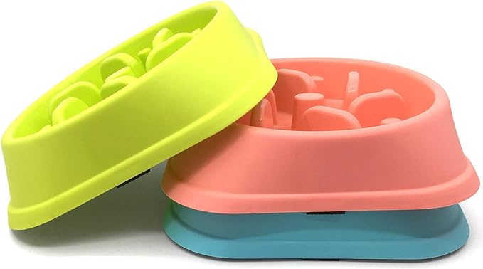 WenYing Slow Feeder Puzzle Dog Bowls, Interactive Bloat Stop Bowl, Food Water Fun Feeding, Non-Slip Anti Choke Healthy Diet, Blue