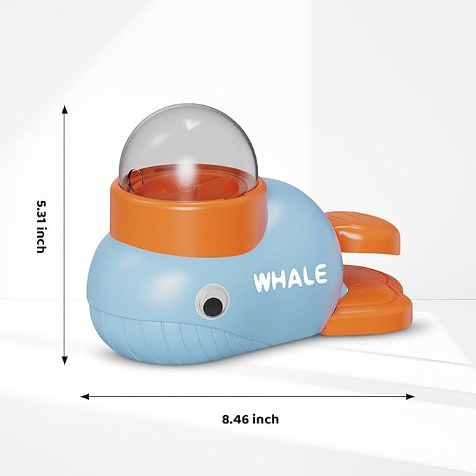 Whale Interactive Dog Treat Dispenser – Press Tail to Release Snacks, Puzzle Slow Feeder Toy for Dogs with Bonus Chew Rope Toy, Fun Training Game & Mental Enrichment, Easy to Clean and Refill (Blue)