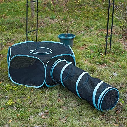 INTURN Cat Furniture Tent for Indoor and Outdoor Playpen Portable Cat Tunnels, Outdoor Kennel (Hexagon + Tunnel) - Image 2