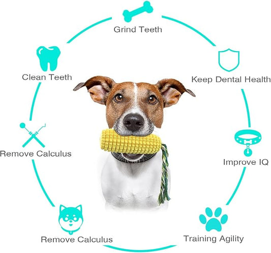 Dog Chew Toys, Dog Toys for Aggressive Chewers Small Medium Large Breed, Interactive Corn Toys Puppy Toothbrush, Tough Teething Toy for Small Medium Large Breed (Yellow)
