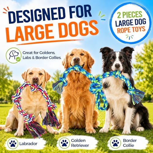 Tough Dog Rope Toys for Aggressive Chewers, Tough Tug of War Dog Toys for Large, Medium & Small Dogs β 5 Pack Including 2 Ropes & 3 Supplies - Image 7