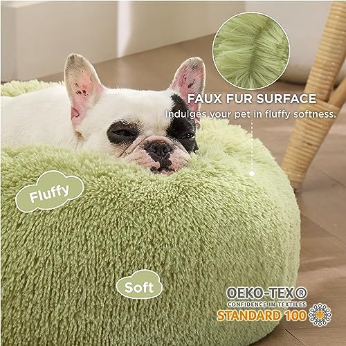 Bedsure Calming Small Dog Bed Donut Washable Cat&Puppy Bed,23 inches Green - Image 2