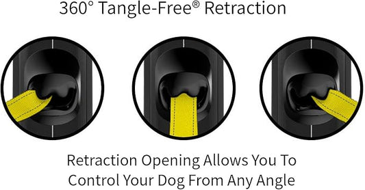 TUG 360° Tangle-Free Reflective Retractable Dog Leash | 16 ft Strong Nylon Tape (Small)