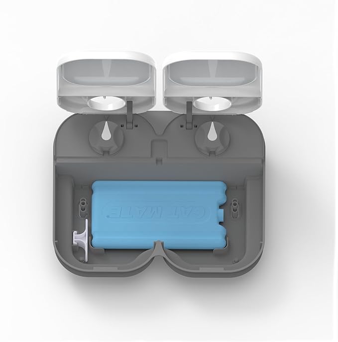 Cat Mate C200 Automatic 2 Meal Timer-Controlled Pet Feeder (401) - for Cats and Small Dogs, Includes Ice Pack for Wet and Dry Food, Meals up to 14 oz Each, White