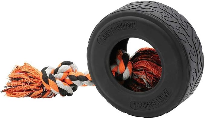 Harley-Davidson Rubber Tire w/Knotted Cotton Rope Handle Dog Toy - Large