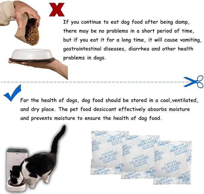 xcivi 6 Pack Pet Food Desiccant Bags for Voluas Automatic Cat Dog Pet Food Feeders Model VL001, VL002, VL003, VL004; Moisture-Proof Bag Desiccant Keep Pets Foods Dry and Fresh