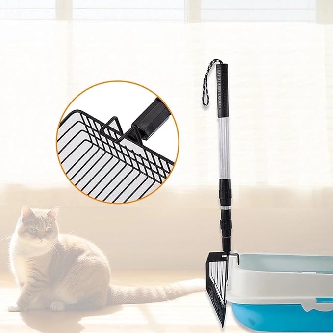 3-in-1 Adjustable Stainless Steel Heavy Duty Litter Scoop, 41.9 Inches Chicken Poop Scooper and Cat Litter Scooper with Long Handle for Coop and Litterbox