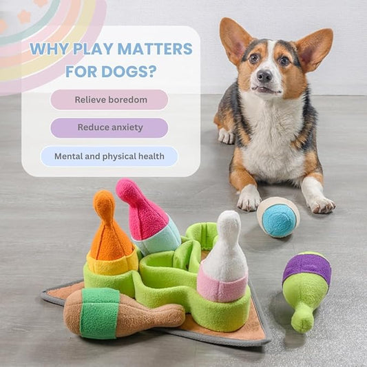 American Brand | Interactive Dog Puzzle Toy | Anti-Boredom & Mental Stimulation | Snuffle Mat for Dogs | Slow Feeding & Enrichment Game | Small, Medium, Large Dogs | Pizza or Bowling (Bowling)