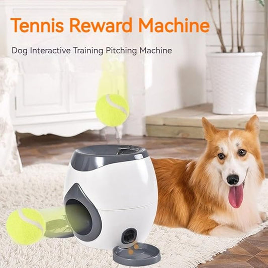 Automatic Dog Ball Launcher Dog Tennis Food Reward Machine Interactive Dogs Ball Thrower Slow Feeder for Small and Medium Dogs (Dark Grey)