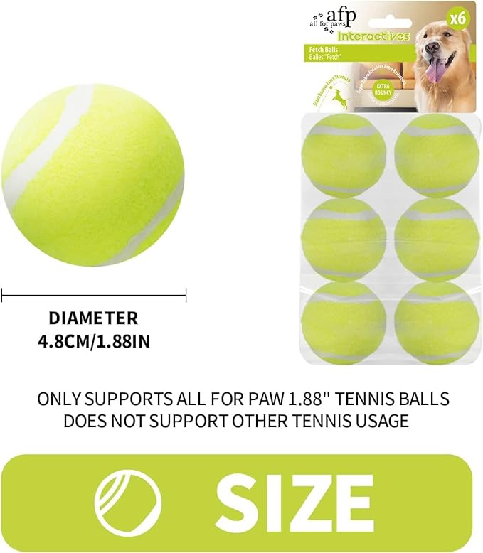 ALL FOR PAWS Automatic Ball Launcher for Dogs Interactive Puppy Pet Ball Indoor Thrower Fetch Machine, 3 Balls Included (2 inch) + Six Tennis Balls Bundle