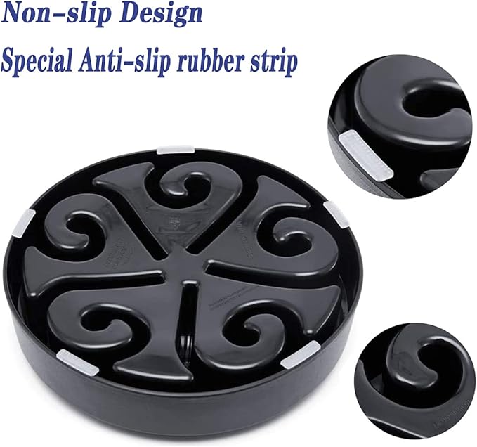 Dog Bowl Slow Pet Feeders Non Skid Bowl Dog Water Bowl Dry Food Bowl Slow Feeder Fun Bowl Slow Eating Bowl for Small Dog Large Dog Medium (Black, L)