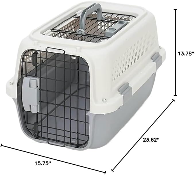 Cat and Dog Bags Pet Air Box with Skylight Pet Checked Box Outing Portable Box Cat Cage Dog Car Transport Box Air Box Pet Travel Bags(G,B)