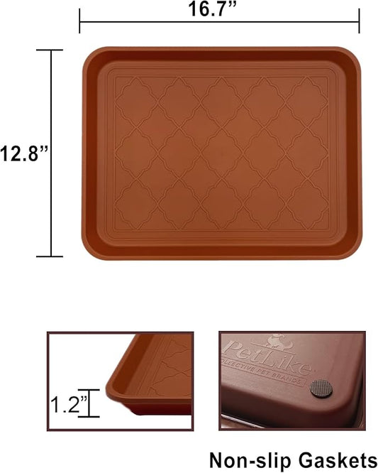 PetLike Boot Trays for Entryway Indoor, Pet Food Mat Trays, 16.7 x 12.8 inch 2 Packs, Waterproof Rubber Shoe Tray for Indoor and Outdoor, Multi-Purpose Tray for Boots, Shoes, Pets, Garden