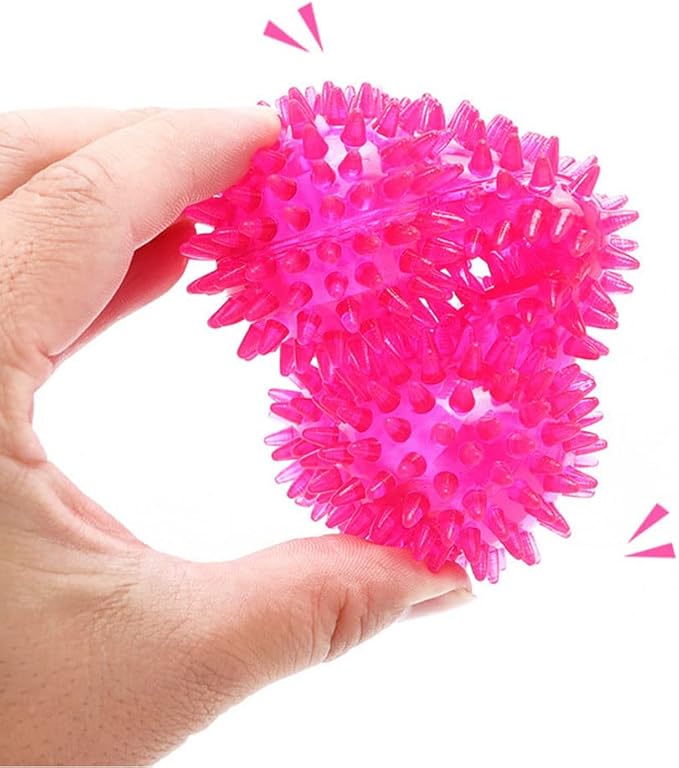 Dog Squeaky Bone Chew Toy for Aggressive Chewers, Durable Dog Rubber Bone Toy Dogs Teeth Cleaning and Training (Rose Pink)