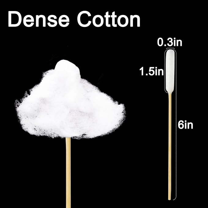 Egaageoi 200 Count Large Cotton Swabs for Dogs & Cats (6 Inch) | Biodegradable Bamboo Handle Tips for Pet Ear Cleaning | Soft Fragrance-Free Applicators for Ointments & Medication
