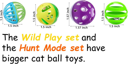 5 Pack Cat Toys Balls with Bell, 1.5 Inch Colorful Interactive Plastic Balls for Indoor Cats, Safe Sturdy Chase Play Toys for All Breeds (1.5'')