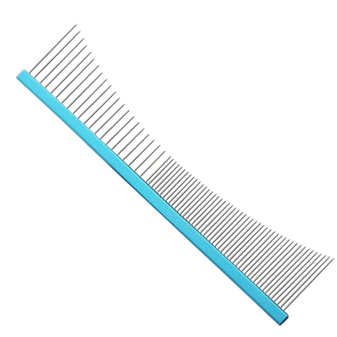6.5 Inch Professional Concave Crescent Coarse Grooming Pet Comb Portable Wide/Fine Tooth Comb for Dogs & Cats Face & Chin Removing Tangles, Knots,Flea,Undercoat,and Excess Hair,Rounded Corners Design