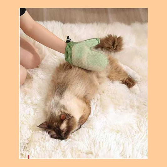 Pet Hair Remover Gloves Bath Brush Gentle Shedding Brushes,Pet Hair Remover Tool for Carpet, Curtain, Clothing, Couch, Car Seat (Green)