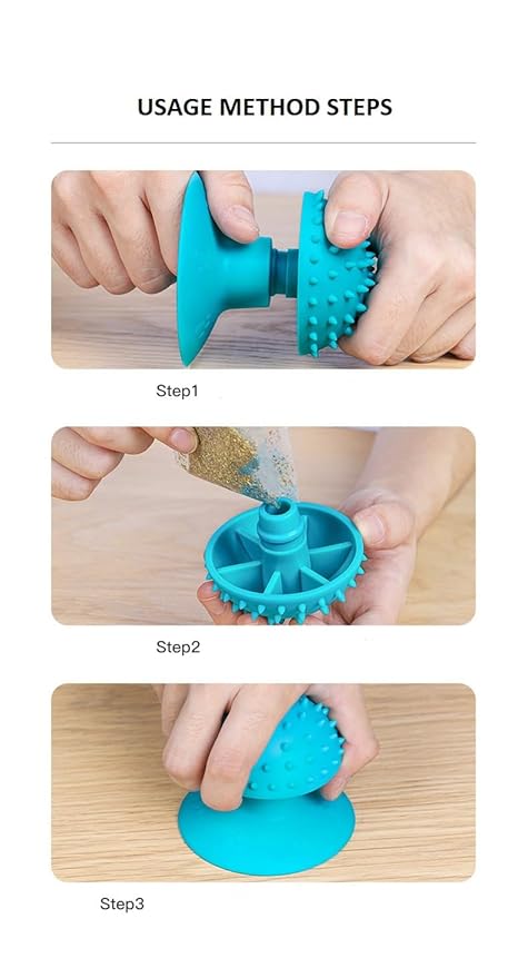 Cat Grooming Supplies for Indoor Pets - Furminator for Cats with Suction Cup - Cat Face Scratcher with Holes for Catnip - Thermoplastic Rubber Corner Brush for Cats Kittens Hamsters (Without Catnip)