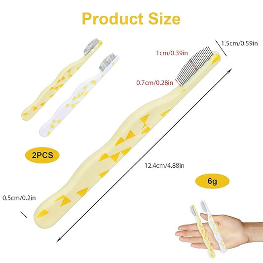 2Pcs Ear Stain Remover Comb Gentle Eye & Face Grooming Tool for Small Dogs Cats Fine Tooth Rounded Tips Ergonomic Grip Pet Tear Crust Eye Booger Flea Removal Daily Grooming