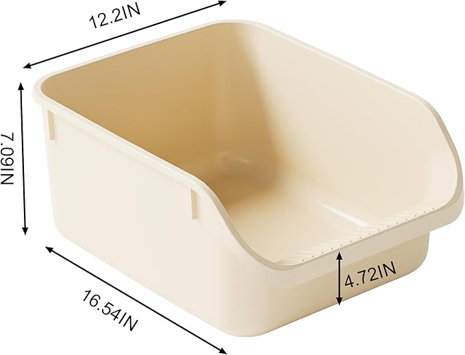 Cat Litter Box with High Sides Anti-Splashing for Indoor Cats Low Entry Kitty Litter Boxes (White)