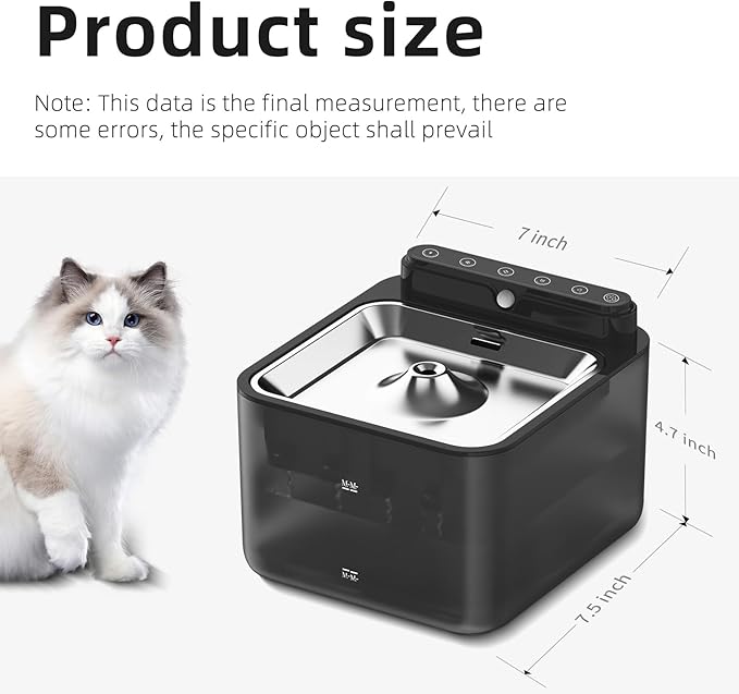 Wireless Cat Water Fountain Battery Operated,Water Fountains for Cats Indoor,108oz/3.2L Motion Sensor Pet Water Fountain,BPA-Free(3 Filters)