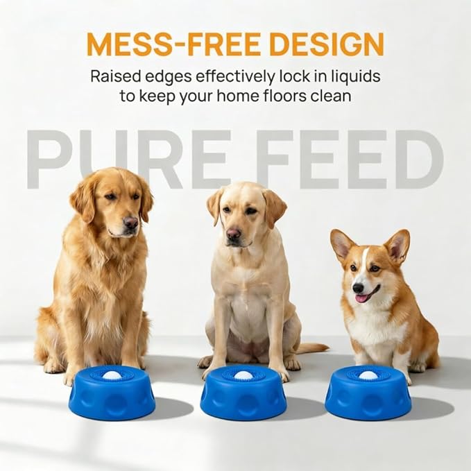 Silicone Lick Bowl for Dogs with Suction Cup, Anti-Slip Slow Feeder, Upgraded Chew-Resistant Ball & Anti-Disassembly Design, 250ml Capacity, Dishwasher Safe, for Small Medium Large Pets (1,Blue)