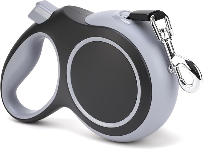 26Ft Retractable Dog Leash, Heavy Duty Great Leash for Dog up to 110 lbs, Anti-Slip Rubberized Handle, One-Handed Brake, Strong Nylon Tape, Tangle Free (Large, Black)