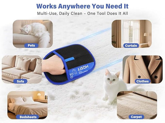 Pet-Hair-Removal-Glove, Reusable Cat & Dog Deshedding Glove for Sofa, Furniture, Couch, Carpet, Car Seat, Efficient-Double-Sided-Electrostatic-Pet-Grooming-Mitt, Quick Cleaning Fur Remover Tool 1PCS