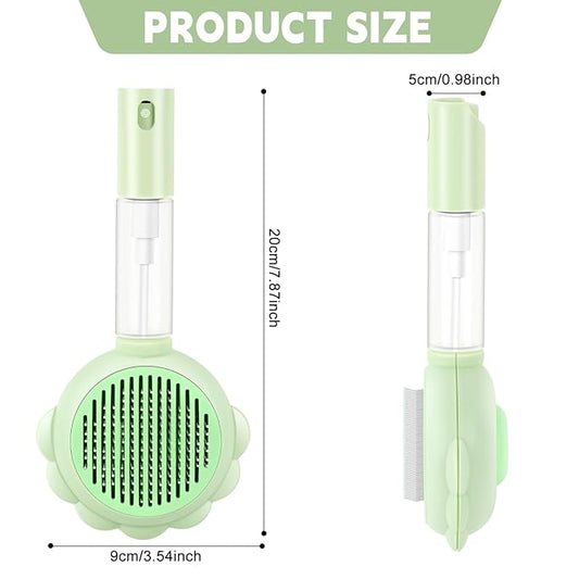 Cat Hair Brush for Shedding, 3-in-1 Pet Spray Hair Removal Comb with Visual Spray & Release Button, Waterproof Dog Grooming Brush for Furry Pet (Green)